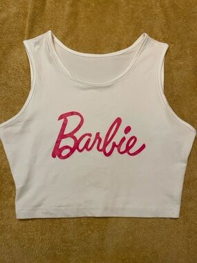 Barbie Core 🩷 Pink White Crop Tank Top Summer Sleeveless Casual Top S